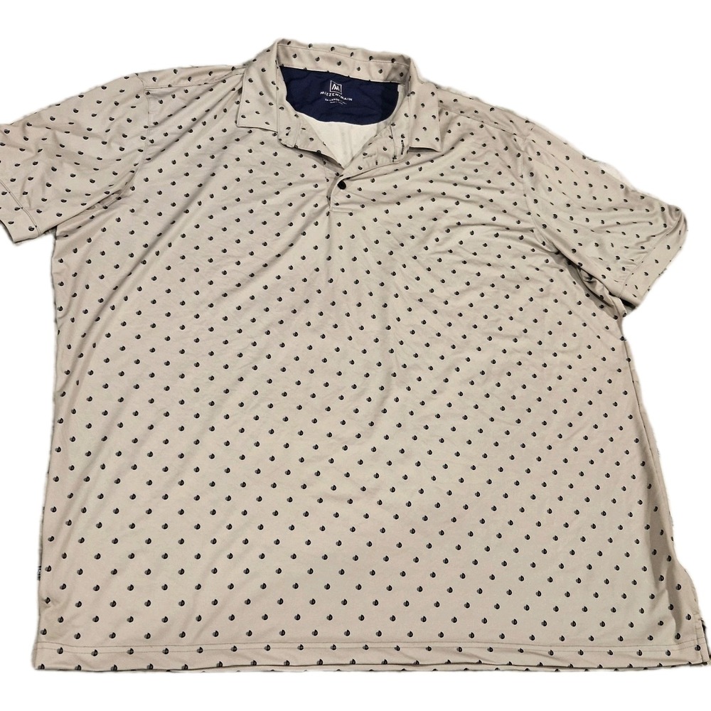 Mizzen+Main 2XL XXL Men's Light Grey And Blue Versa Polo AOP Soft Stretch